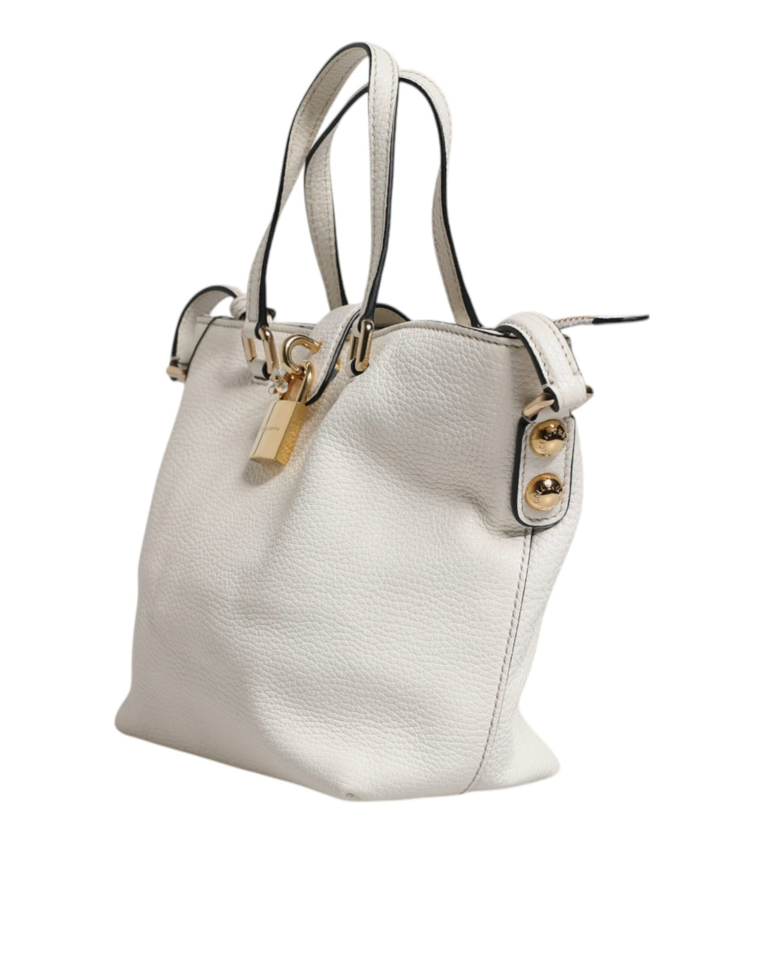 Dolce & Gabbana White Leather Top Handle Tote Crossbody Bag