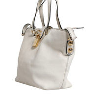 Dolce & Gabbana White Leather Top Handle Tote Crossbody Bag