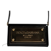 Dolce & Gabbana Black Patent Leather Logo Plaque Crossbody Bag