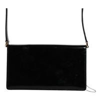 Dolce & Gabbana Black Patent Leather Logo Plaque Crossbody Bag