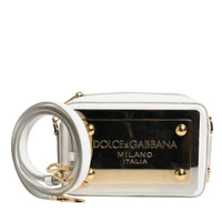 Dolce & Gabbana White Leather Logo Plaque Crossbody Bag