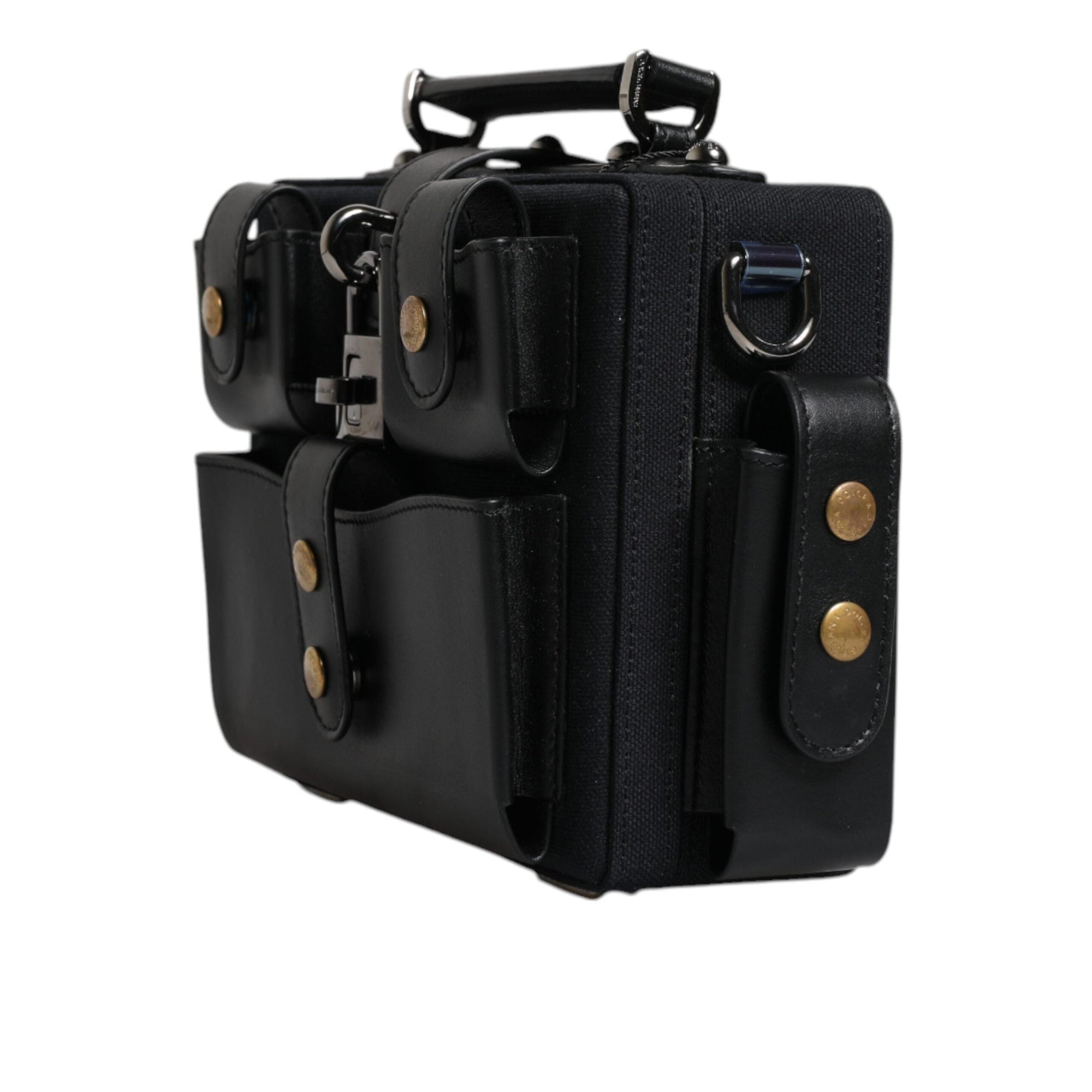 Dolce &amp; Gabbana Black Leather Crossbody Top Handle Bag
