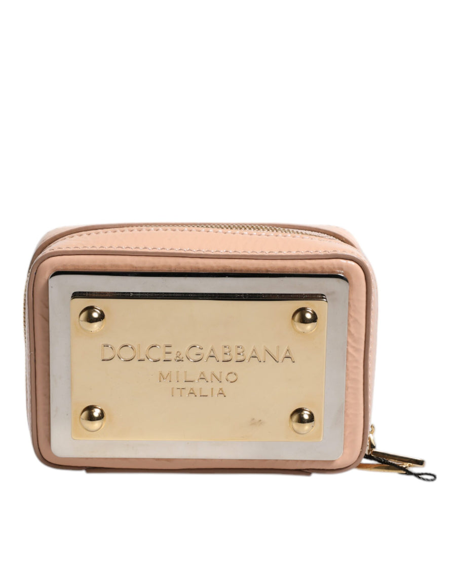 Dolce & Gabbana Nude Leather Logo Plaque Crossbody Bag