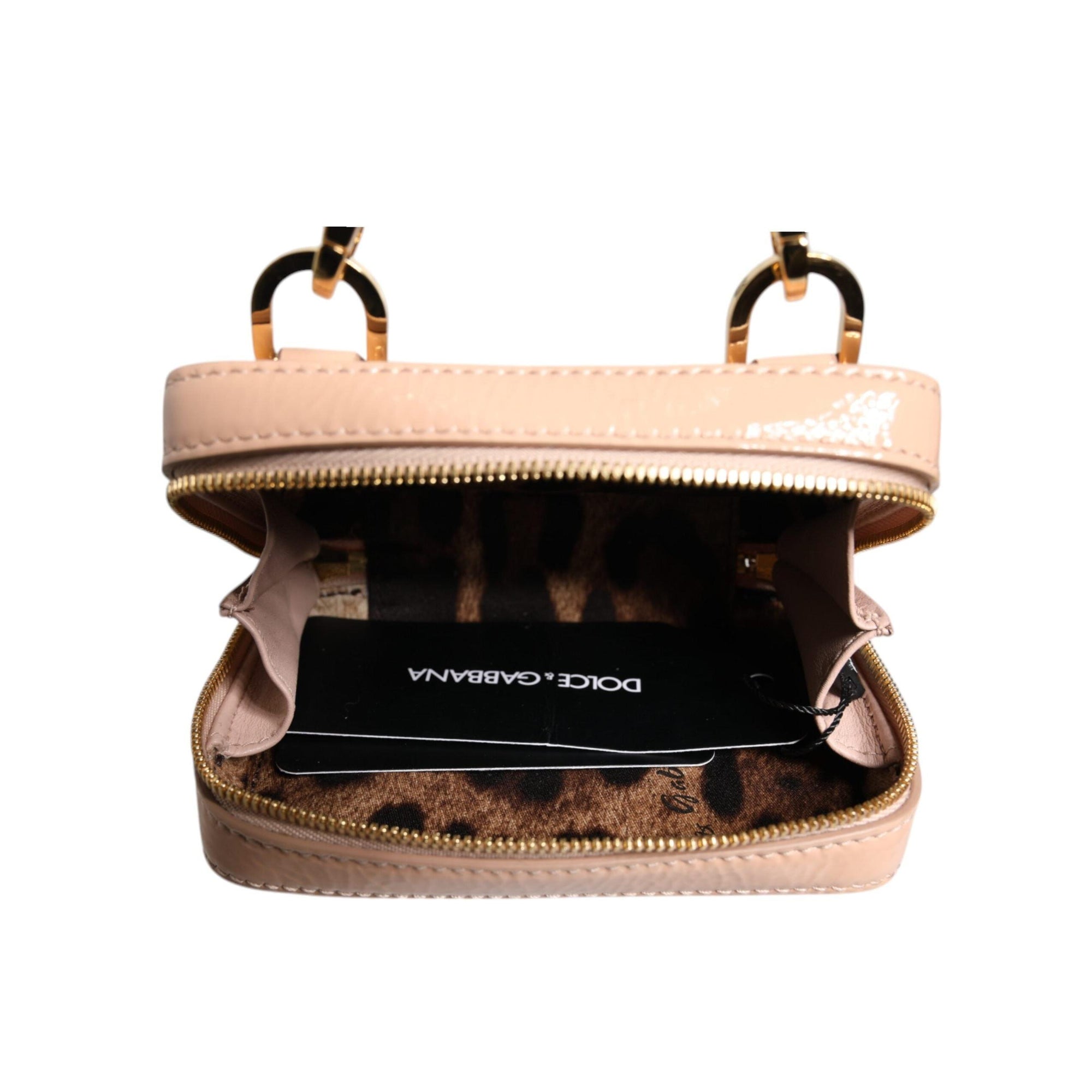 Dolce &amp; Gabbana Nude Leather Logo Plaque Crossbody Bag