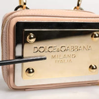 Dolce & Gabbana Nude Leather Logo Plaque Crossbody Bag