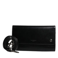 Dolce & Gabbana Black Leather Logo Embossed Crossbody Bag