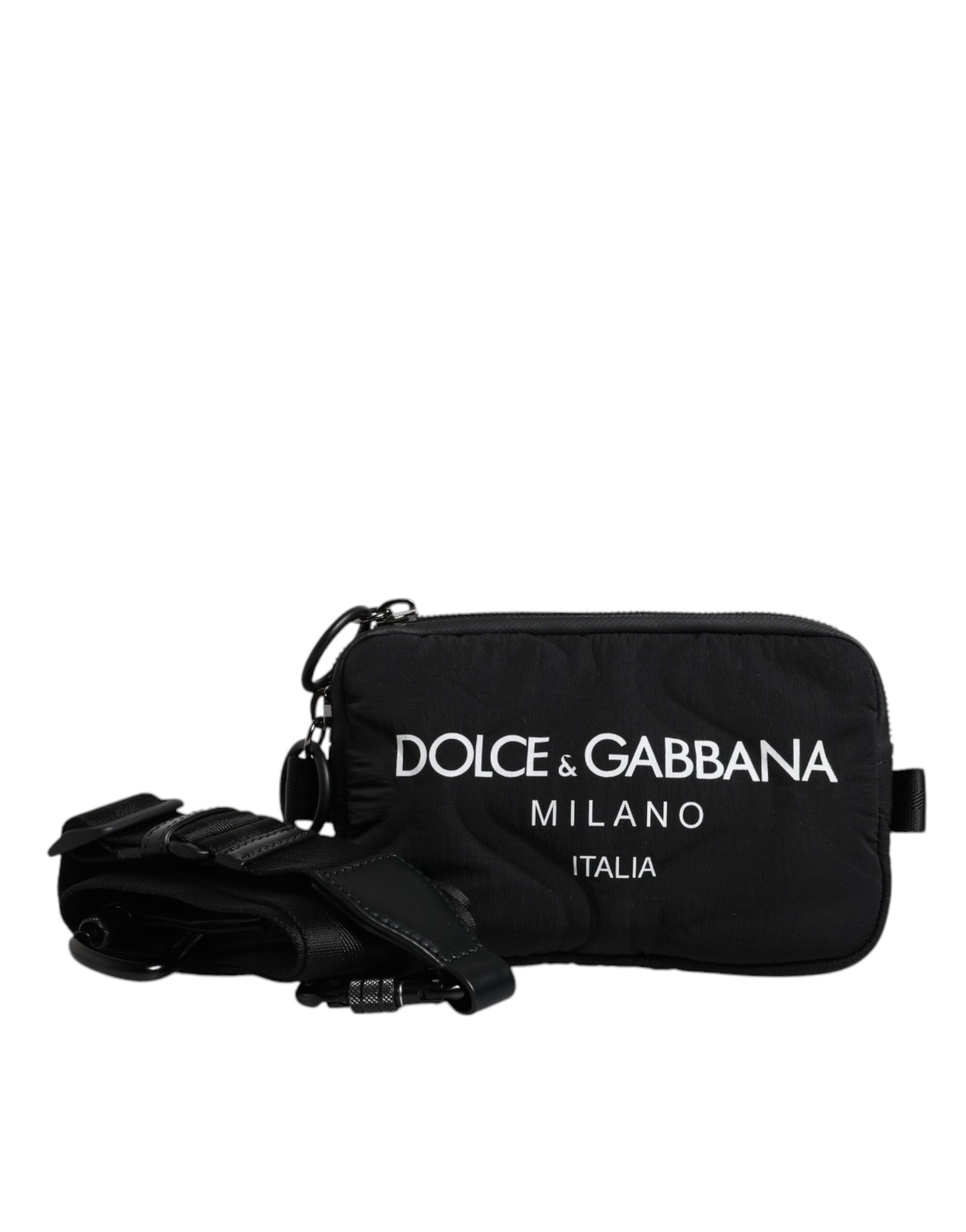 Dolce &amp; Gabbana Black Nylon Logo Purse Crossbody Sling Bag