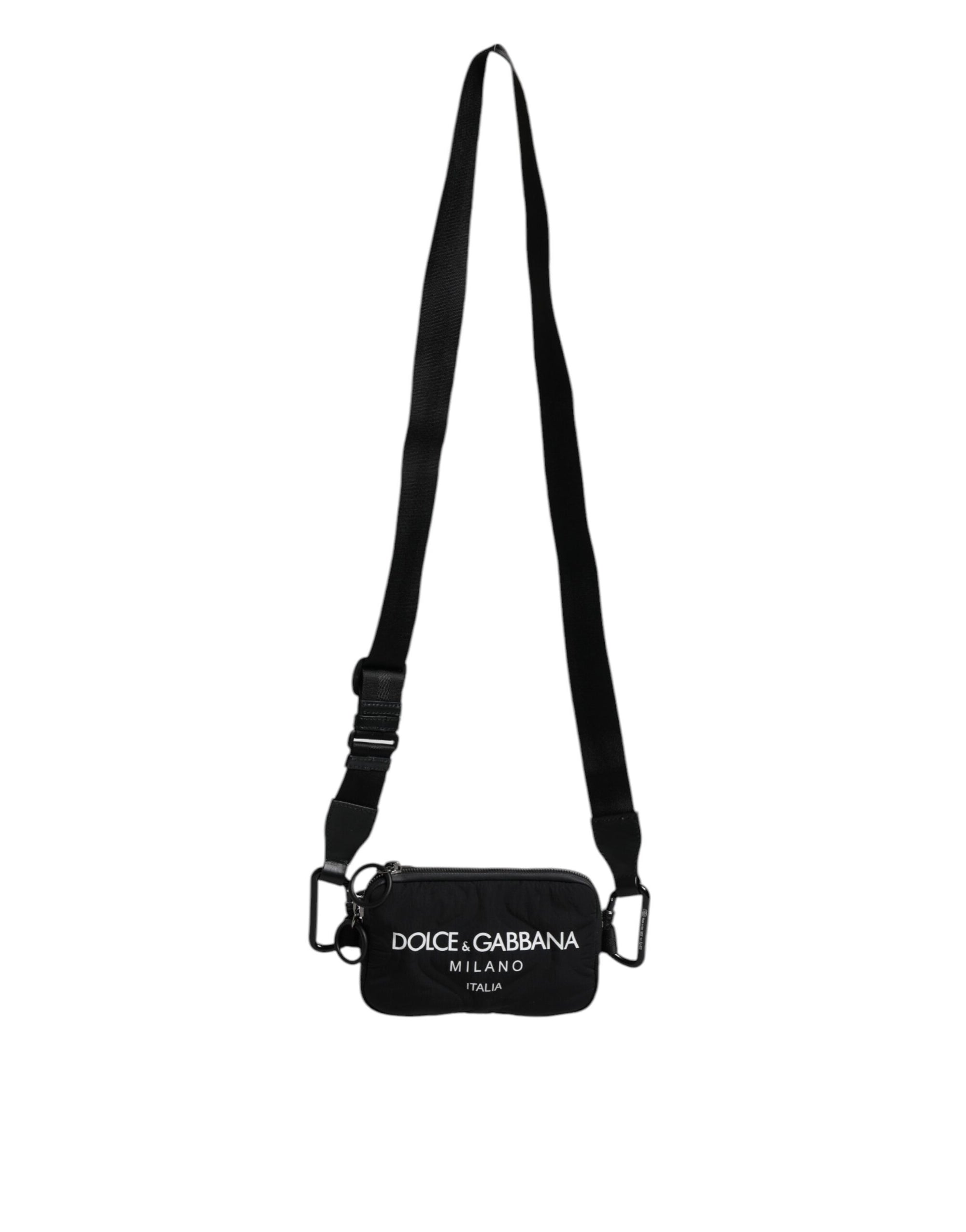 Dolce &amp; Gabbana Black Nylon Logo Purse Crossbody Sling Bag