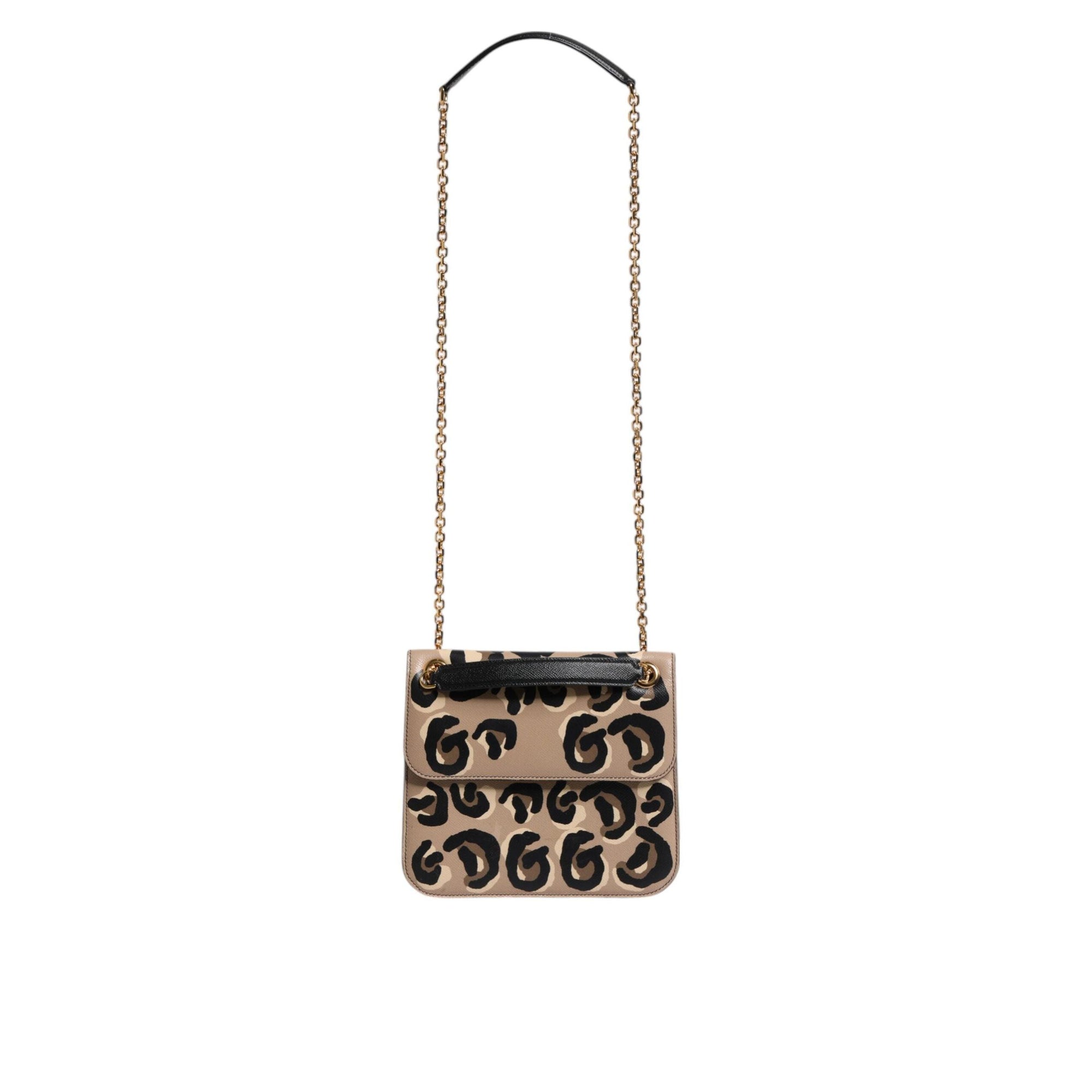 Dolce &amp; Gabbana Beige DG Leopard Pattern Leather Crossbody Bag