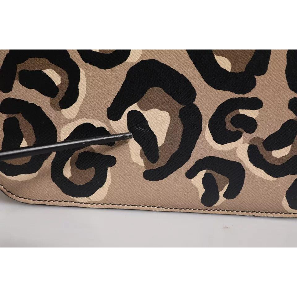 Dolce &amp; Gabbana Beige DG Leopard Pattern Leather Crossbody Bag