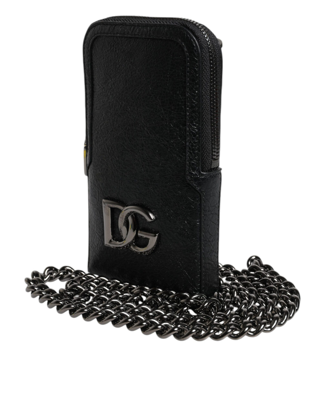 Dolce & Gabbana Black Leather Purse Crossbody Chain Sling Phone Bag