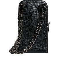 Dolce & Gabbana Black Leather Purse Crossbody Chain Sling Phone Bag