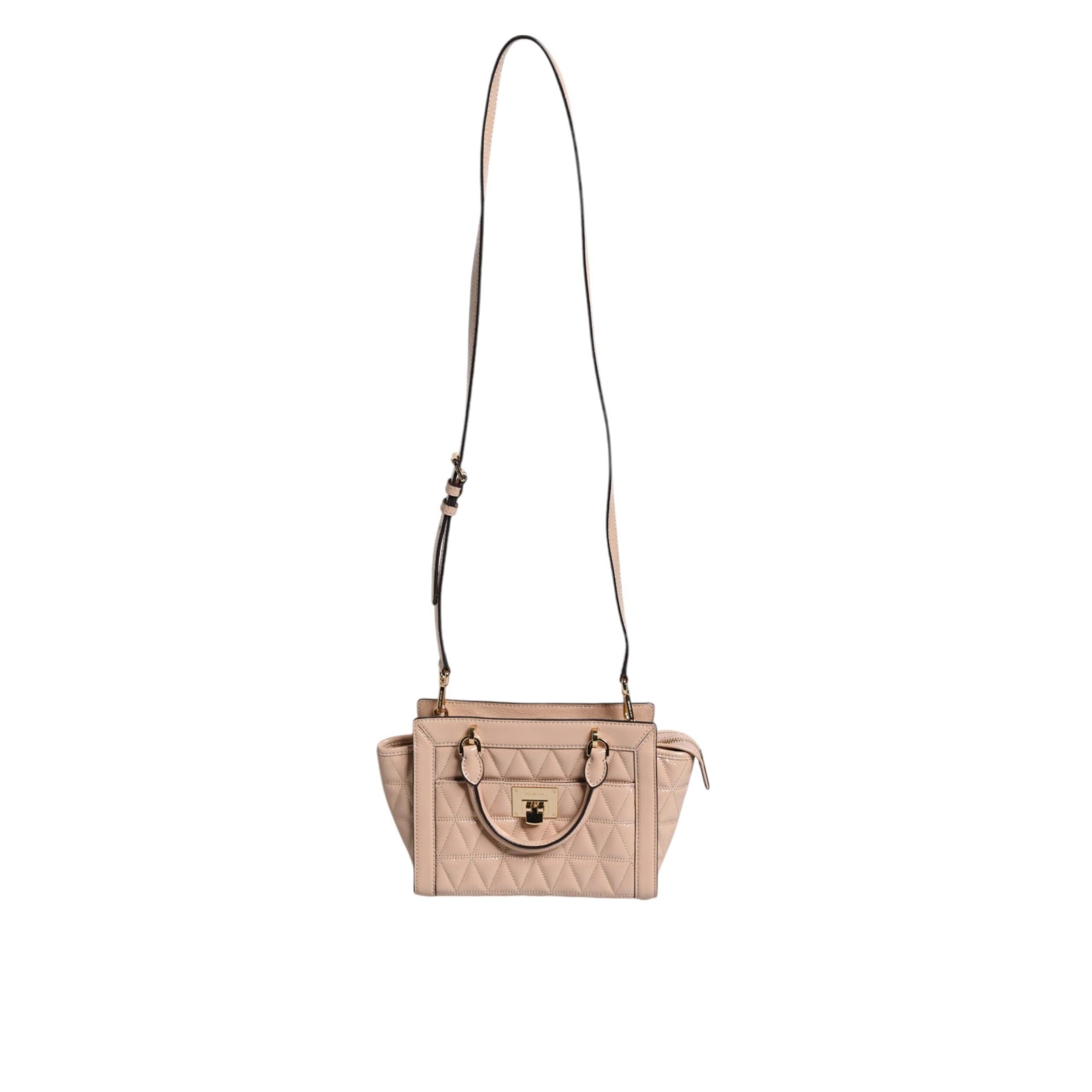Michael Kors Peach Quilted Leather Logo Crossbody VIVIANNE Messenger Bag