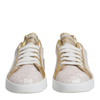 Dolce & Gabbana White Portofino Mother Of Pearl Sneakers Casual Shoes