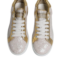 Dolce & Gabbana White Portofino Mother Of Pearl Sneakers Casual Shoes