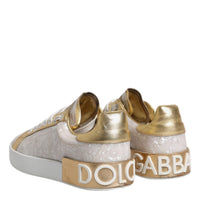 Dolce & Gabbana White Portofino Mother Of Pearl Sneakers Casual Shoes