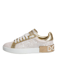 Dolce & Gabbana White Portofino Mother Of Pearl Sneakers Casual Shoes