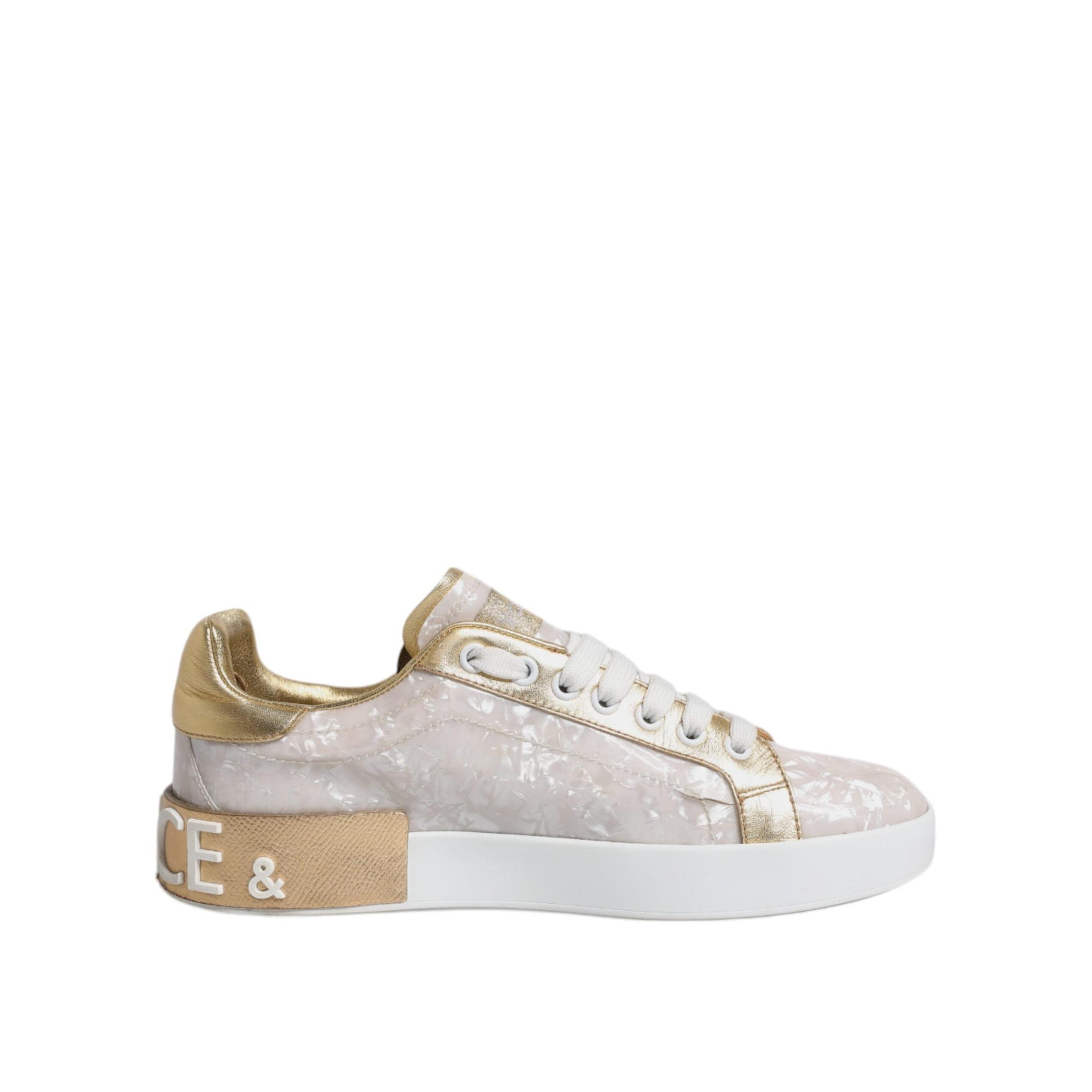 Dolce &amp; Gabbana White Portofino Mother Of Pearl Sneakers Casual Shoes