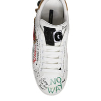 Dolce & Gabbana White Heart Studded Low Top Sneakers Shoes