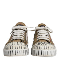 Dolce & Gabbana Brown Canvas Low Top Logo Print Sneakers Shoes