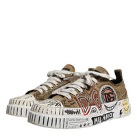 Dolce & Gabbana Brown Canvas Low Top Logo Print Sneakers Shoes