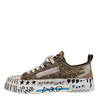 Dolce & Gabbana Brown Canvas Low Top Logo Print Sneakers Shoes