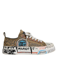 Dolce & Gabbana Brown Canvas Low Top Logo Print Sneakers Shoes