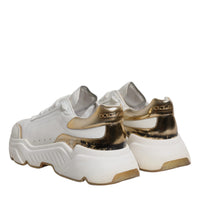 Dolce & Gabbana White Gold DAYMASTER Leather Sneakers Shoes