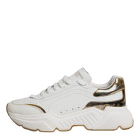 Dolce & Gabbana White Gold DAYMASTER Leather Sneakers Shoes