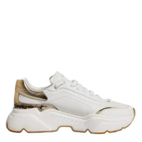 Dolce & Gabbana White Gold DAYMASTER Leather Sneakers Shoes