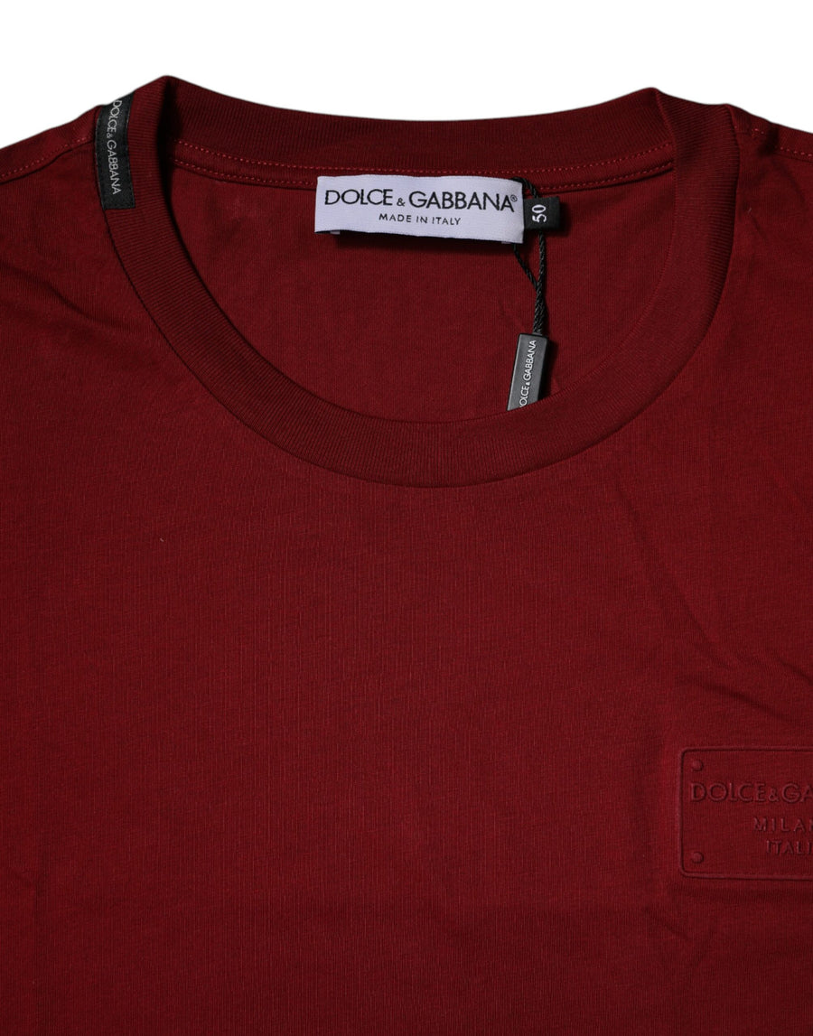 Dolce & Gabbana Maroon Logo Crew Neck Short Sleeves T-shirt