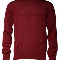 Dolce & Gabbana Maroon Cashmere Crew Neck Pullover Sweater