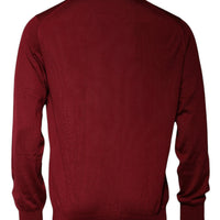 Dolce & Gabbana Maroon Cashmere Crew Neck Pullover Sweater