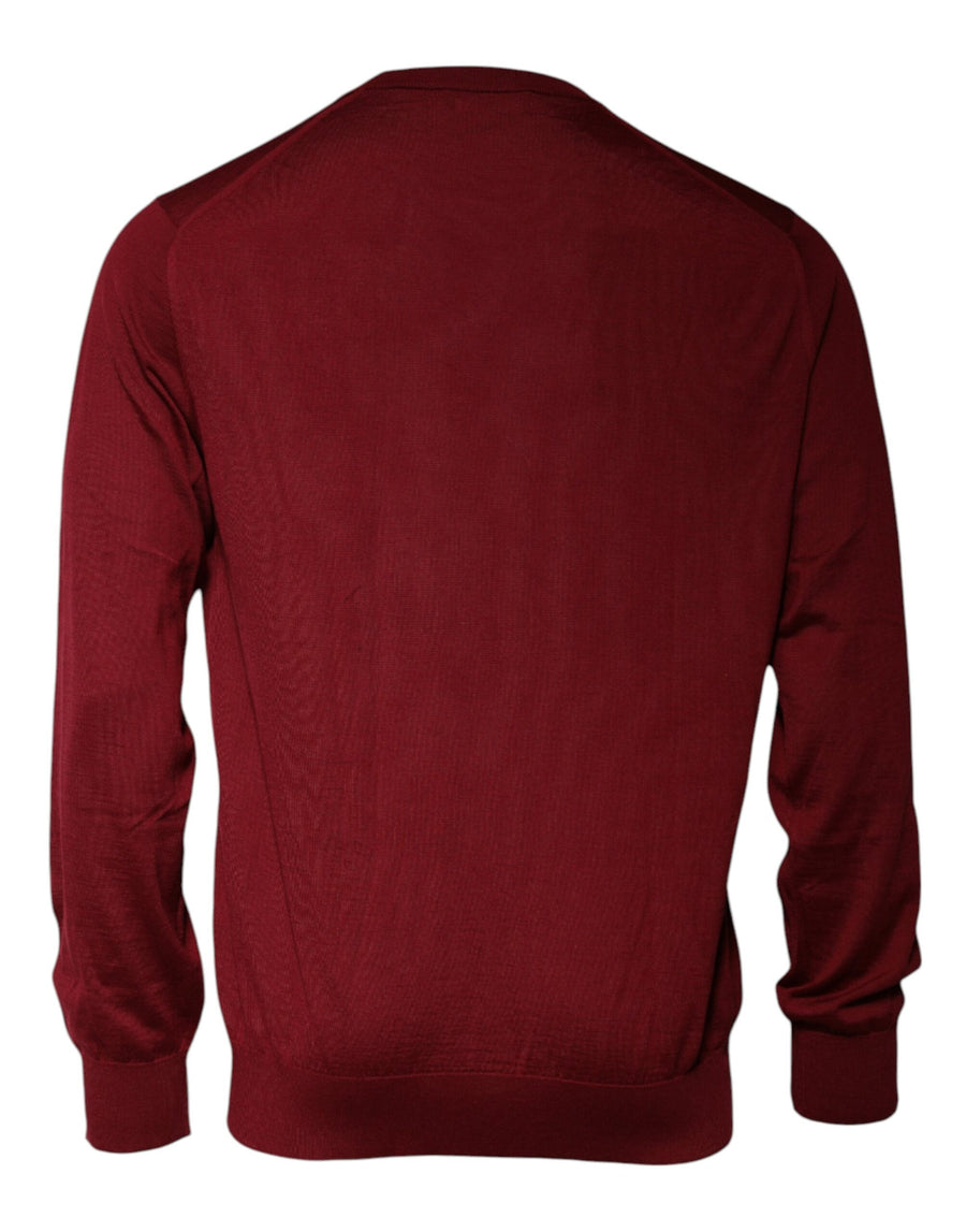 Dolce & Gabbana Maroon Cashmere Crew Neck Pullover Sweater