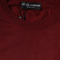 Dolce & Gabbana Maroon Cashmere Crew Neck Pullover Sweater