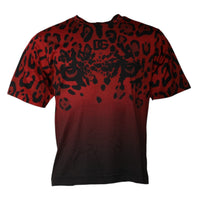 Dolce & Gabbana Red Leopard Cotton Short Sleeves T-shirt