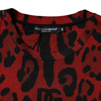 Dolce & Gabbana Red Leopard Cotton Short Sleeves T-shirt