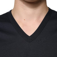 Dolce & Gabbana Black Cotton V-neck Short Sleeves T-shirt