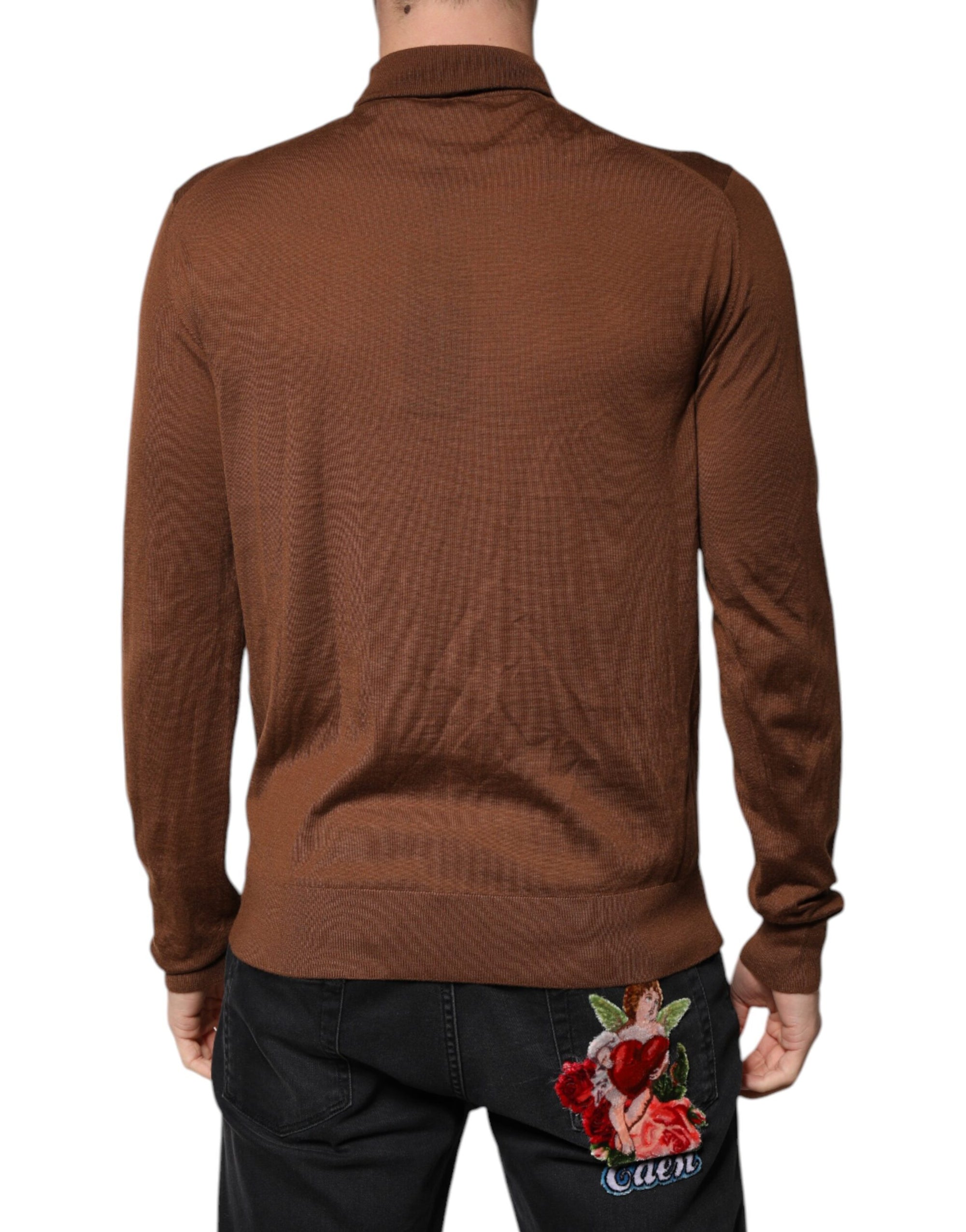Dolce &amp; Gabbana Brown Cashmere Turtleneck Pullover Sweater