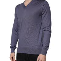 Dolce & Gabbana Gray Cashmere V-neck Men Pullover Sweater