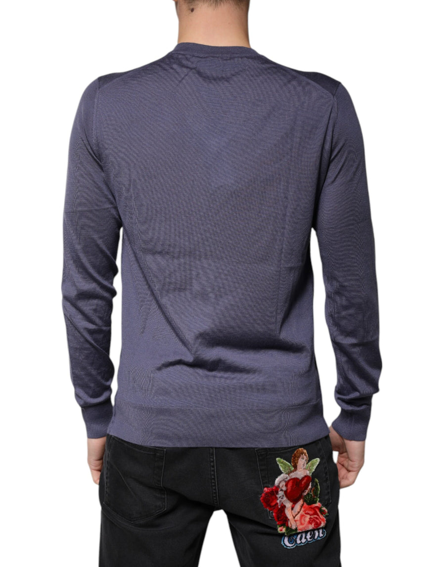 Dolce & Gabbana Gray Cashmere V-neck Men Pullover Sweater