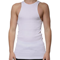 Dolce & Gabbana White Cotton Sleeveless Round Neck Tank T-shirt