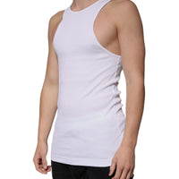 Dolce & Gabbana White Cotton Sleeveless Round Neck Tank T-shirt