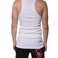 Dolce & Gabbana White Cotton Sleeveless Round Neck Tank T-shirt