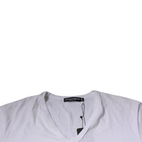 Dolce & Gabbana White Cotton V-neck Short Sleeves T-shirt