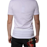 Dolce & Gabbana White Cotton V-neck Short Sleeves T-shirt