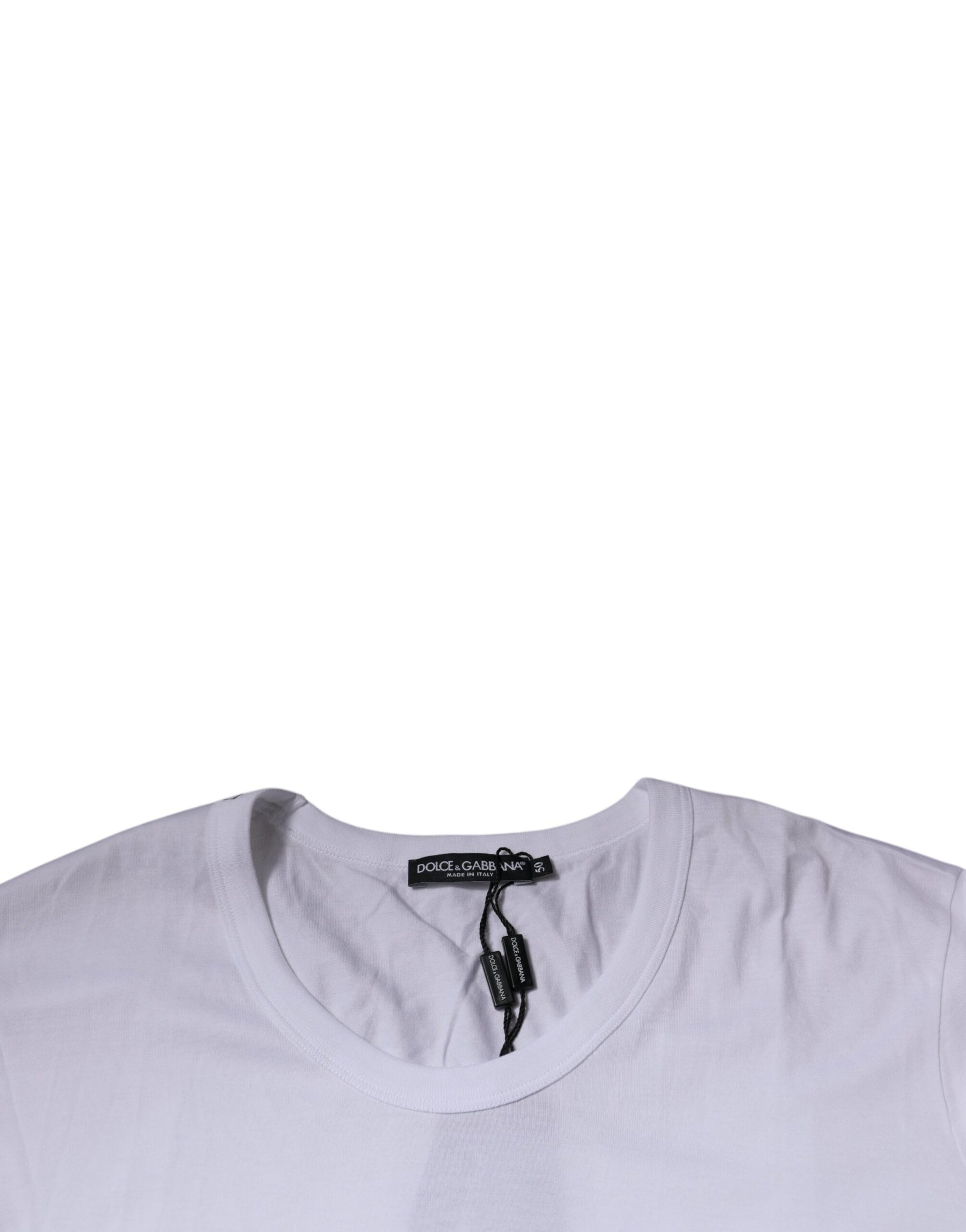 Dolce &amp; Gabbana White Cotton Round Neck Short Sleeves T-shirt