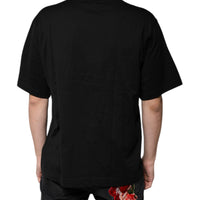 Dolce & Gabbana Black Cotton Logo Vneck Short Sleeve T-shirt