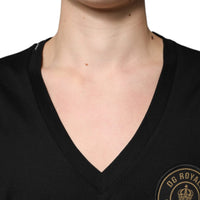 Dolce & Gabbana Black Cotton Logo Vneck Short Sleeve T-shirt