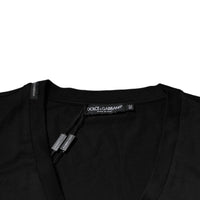 Dolce & Gabbana Black Cotton Logo Vneck Short Sleeve T-shirt